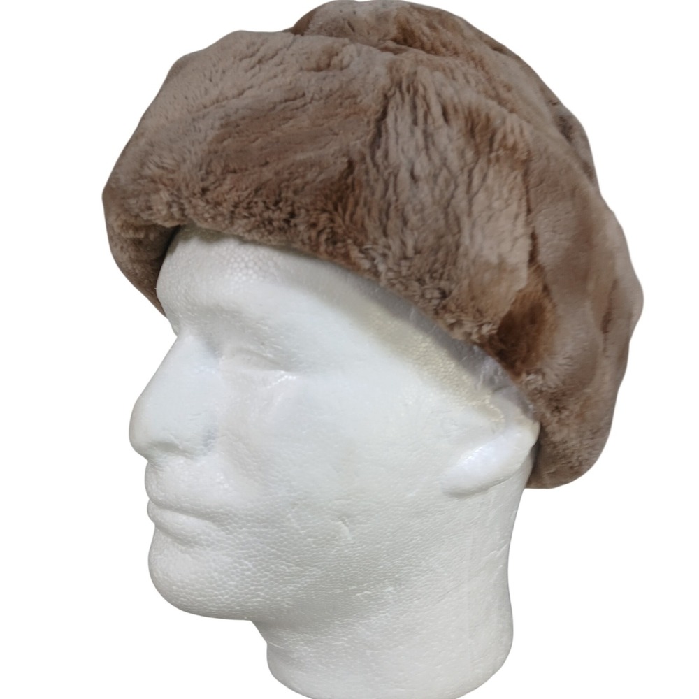 North King Fur Hat Mens Large Natural Beaver Sides Brown Ushanka USA Vintage